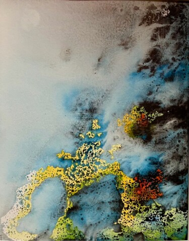Malerei mit dem Titel "Coraux vivants" von Marie2 Calmette, Original-Kunstwerk, Aquarell