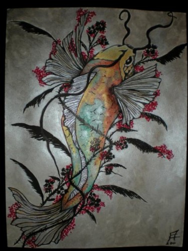 Painting titled "Carpe-koi" by Marie47, Original Artwork, Other