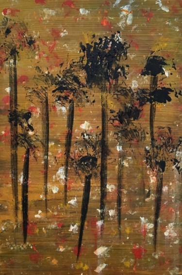 Peinture intitulée "palmiers-55-x-38-20…" par Marie Anne Baron, Œuvre d'art originale