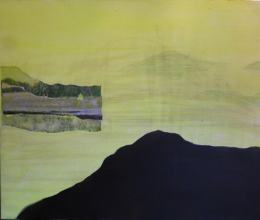 Painting titled "MONTAGNE NOIRE" by Marie Anne Baron, Original Artwork, Collages