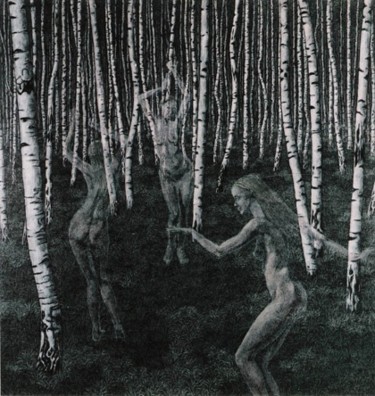 Pintura intitulada "baile de luna" por Marie Ban, Obras de arte originais