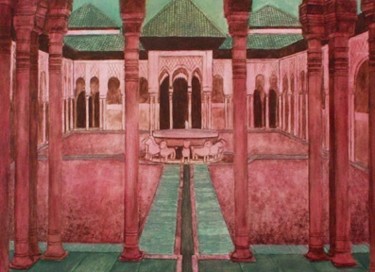 Peinture intitulée "patio de los leones" par Marie Ban, Œuvre d'art originale, Autre