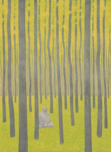 Pintura titulada "meditacion amarilla" por Marie Ban, Obra de arte original