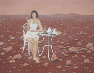 Pintura titulada "Desayuno en Marte" por Marie Ban, Obra de arte original, Otro