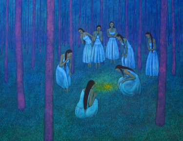 Pintura titulada "El secreto del bosq…" por Marie Ban, Obra de arte original, Otro
