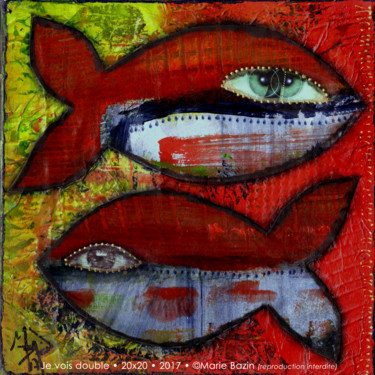 Collages titled "JE VOIS DOUBLE" by Marie Bazin, Original Artwork