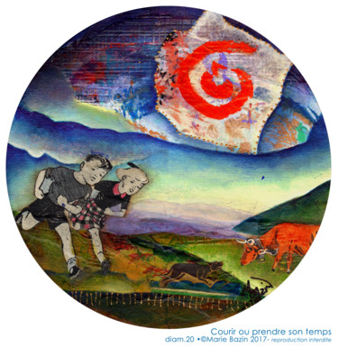 Collages intitolato "COURIR OU PRENDRE S…" da Marie Bazin, Opera d'arte originale, Acrilico