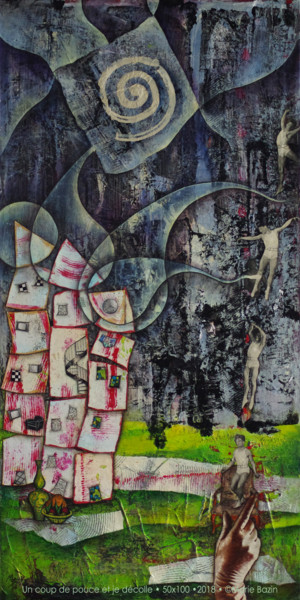 Картина под названием "UN COUP DE POUCE ET…" - Marie Bazin, Подлинное произведение искусства, Акрил Установлен на Деревянная…