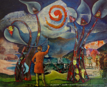 Картина под названием "LE PEINTRE" - Marie Bazin, Подлинное произведение искусства, Акрил Установлен на Деревянная рама для…