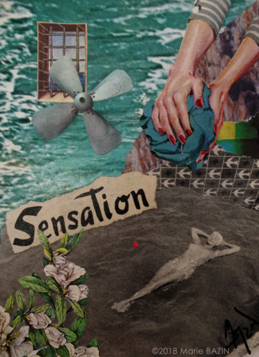 Collages titled "SENSATION" by Marie Bazin, Original Artwork, Collages Mounted on Other rigid panel