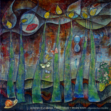 Painting titled "LE TEMPS D'UN SILEN…" by Marie Bazin, Original Artwork, Acrylic Mounted on Wood Stretcher frame
