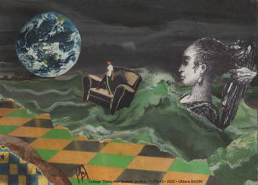 Collages intitolato "DANS MON FAUTEUIL,…" da Marie Bazin, Opera d'arte originale, Collages Montato su Altro pannello rigido