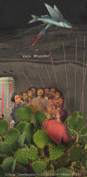 Collages intitolato "VERS MOGADOR" da Marie Bazin, Opera d'arte originale, Collages Montato su Cartone