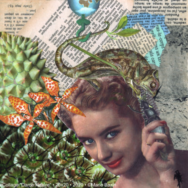 Collages titulada "DAME NATURE" por Marie Bazin, Obra de arte original, Collages