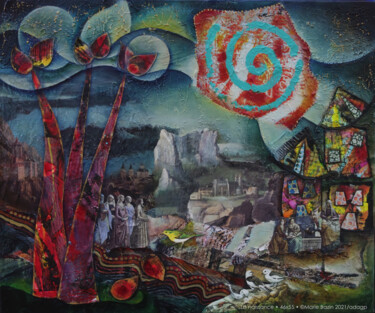 Картина под названием "LA NAISSANCE" - Marie Bazin, Подлинное произведение искусства, Акрил Установлен на Деревянная рама дл…
