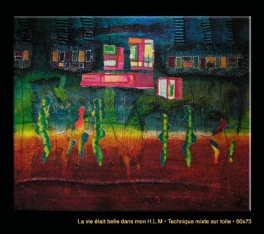 Malarstwo zatytułowany „LA VIE ÉTAIT BELLE…” autorstwa Marie Bazin, Oryginalna praca, Akryl Zamontowany na Drewniana rama no…
