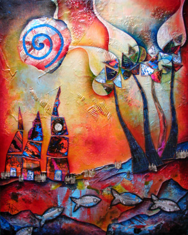 Картина под названием "ON PREND LES MÊMES…" - Marie Bazin, Подлинное произведение искусства, Масло