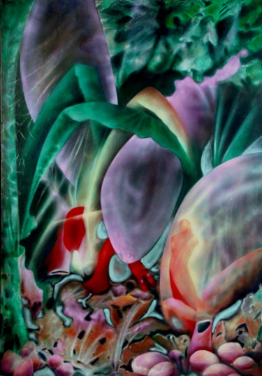 Painting titled ""Rosée"" by Marie-Blanche Bayon, Original Artwork, Acrylic Mounted on Wood Stretcher frame