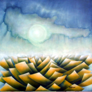 Peinture intitulée ""Soleil Malade"" par Marie-Blanche Bayon, Œuvre d'art originale, Acrylique Monté sur Châssis en bois