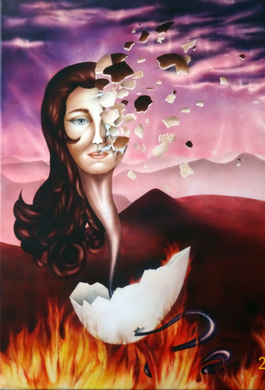 Painting titled "Le Temps" by Marie-Blanche Bayon, Original Artwork, Acrylic Mounted on Wood Stretcher frame