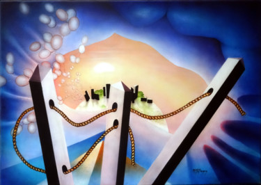 Картина под названием "Chaos" - Marie-Blanche Bayon, Подлинное произведение искусства, Акрил Установлен на Деревянная рама д…
