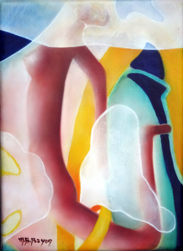 Картина под названием ""Liane"" - Marie-Blanche Bayon, Подлинное произведение искусства, Акрил Установлен на Деревянная рама…