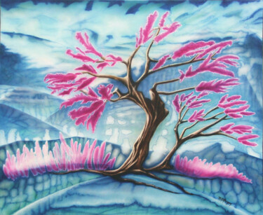 Painting titled ""Fleur des Glaces"" by Marie-Blanche Bayon, Original Artwork, Acrylic Mounted on Wood Stretcher frame