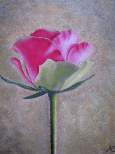 Painting titled "rose d'automne" by Marie-Christine Cottarel, Original Artwork
