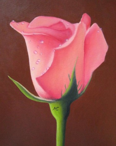 Peinture intitulée "rose d'amour" par Marie-Christine Cottarel, Œuvre d'art originale