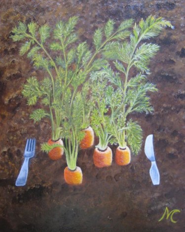Peinture intitulée "carottes" par Marie-Christine Cottarel, Œuvre d'art originale