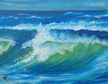 Painting titled "Vague d'été en Bret…" by Marie Cariou, Original Artwork, Oil