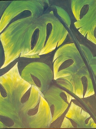 Peinture intitulée "Feuillage tropical" par Marie Cariou, Œuvre d'art originale, Acrylique