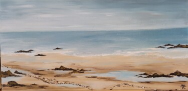 Painting titled "Estran en Finistère" by Marie Cariou, Original Artwork, Acrylic Mounted on Wood Stretcher frame