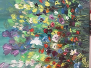 Peinture intitulée "Fleurs des champs" par Mariecarmen Barthe, Œuvre d'art originale, Huile