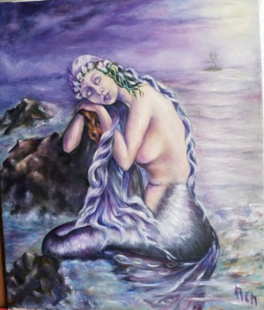 Painting titled "Le repos de la guer…" by Marie-Claire Marin, Original Artwork, Oil Mounted on Wood Stretcher frame