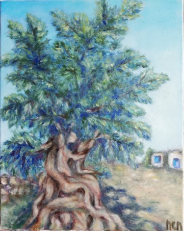Pintura intitulada "L'arbre de vie" por Marie-Claire Marin, Obras de arte originais, Óleo