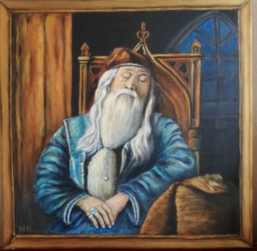 Painting titled "Dumbledore" by Marie-Claire Marin, Original Artwork, Acrylic Mounted on Cardboard