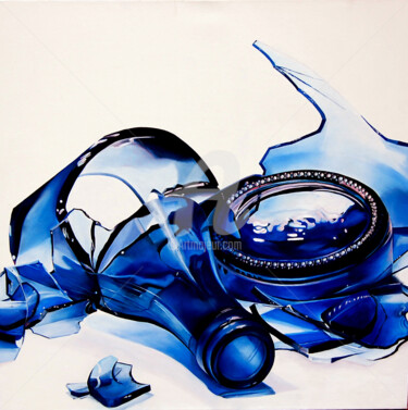 Painting titled "bouteille-bleue.jpg" by Houmeau-Glowicki, Original Artwork, Oil