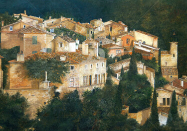 Painting titled "Vaison la Romaine" by Houmeau-Glowicki, Original Artwork, Oil