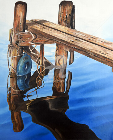 Painting titled "Le ponton" by Houmeau-Glowicki, Original Artwork, Oil