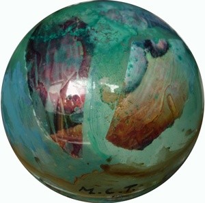 Peinture intitulée "boule à la mer 1" par Marie-Claire Touya, Œuvre d'art originale
