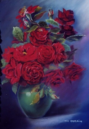 Peinture intitulée "roses rouges" par Marie Claude Ramain, Œuvre d'art originale, Huile