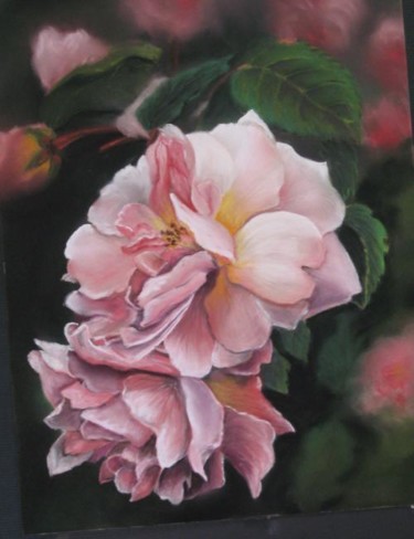 Peinture intitulée "roses roses" par Marie Claude Ramain, Œuvre d'art originale