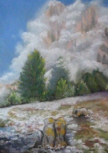 Peinture intitulée "brouillard sur la m…" par Marie Claude Ramain, Œuvre d'art originale