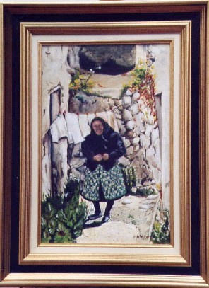 Peinture intitulée "Vieille dame en Crè…" par Marie Claude Ramain, Œuvre d'art originale