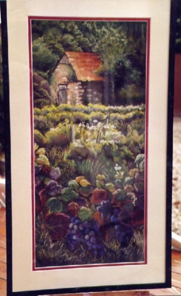 Peinture intitulée "dans les vignes" par Marie Claude Ramain, Œuvre d'art originale