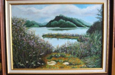 Peinture intitulée "étang en Brenne" par Marie Claude Ramain, Œuvre d'art originale