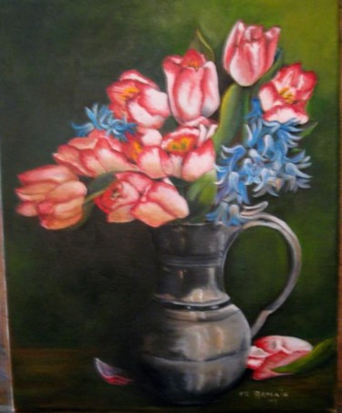 Peinture intitulée "le bouquet de tulip…" par Marie Claude Ramain, Œuvre d'art originale