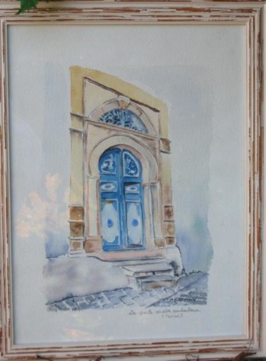 Peinture intitulée "la porte arabo-anda…" par Marie Claude Ramain, Œuvre d'art originale, Huile