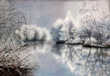 Painting titled "hiver sur les bords…" by Marie Claude Ramain, Original Artwork